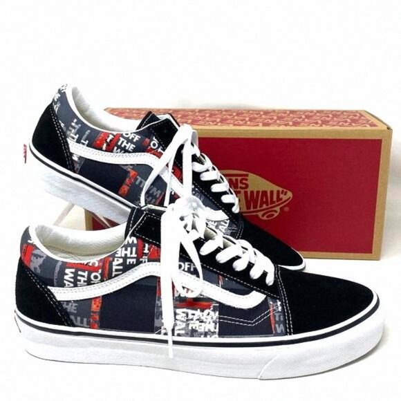 VANS Old Skool Shoe Casual Low Top Canvas Suede Red VN0A4U3BWZ4 Size Men's Black - Picture 2 of 12